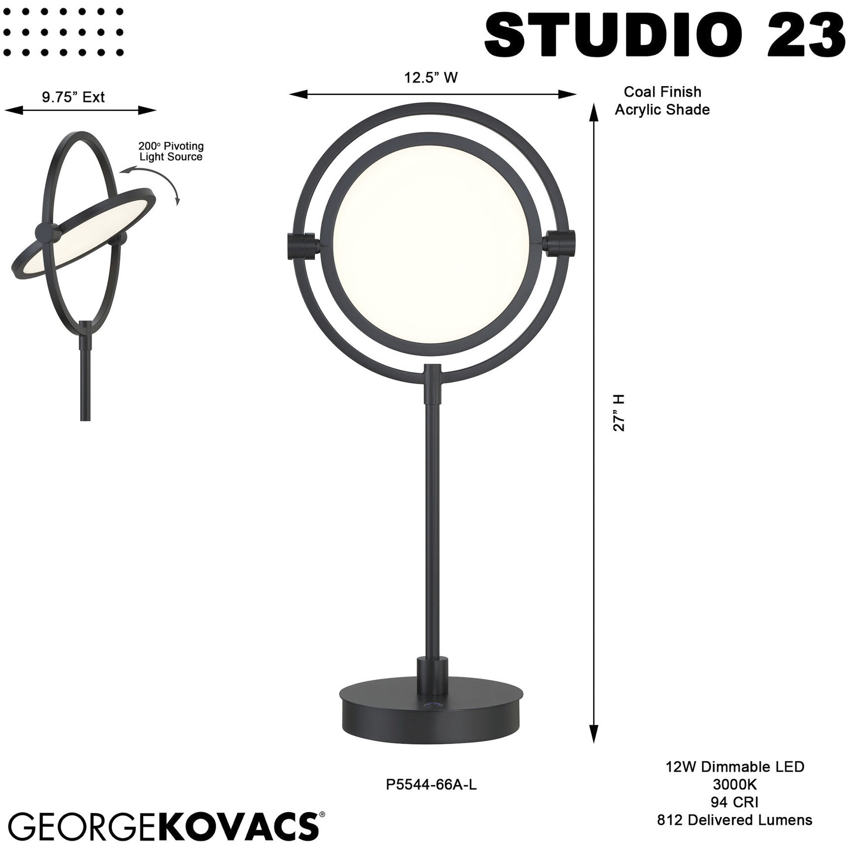 Studio 23 27 X 12.5 inch Coal Table